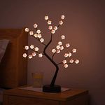 nbe 20”Cherry Blossom Bonsai Lamp, 36 LED Tree Lights, DIY Artificial Bonsai Tree Lights, USB/Battery-Powered Button Switch, Indoor Decor for Bedroom,Tabletop,Christmas Party,Night Light (Warm White)