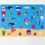 WATINC 45Pcs Under The Sea Teaching Felt Board Story Set 3.5 Ft Ocean Creatures Aquarium Storytelling Flannel Interactive Play Kit with Mermaid Diver Shark Reusable Wall Hanging Gift for Toddlers