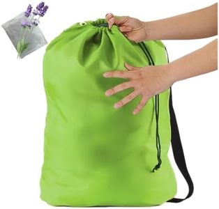 LIGHT GREEN Laundry Bag Heavy Duty w/Shoulder Strap, 22"x28", Child Size, Small for Cruise, Water Resistant, Holds 2 Loads or 35 lbs, Dorm, Store Blankets, Yarn, Fabric & Clothes, + 1 Lavender Sachet