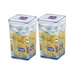 Lock & Lock Classics Square Plastic Airtight Food Storage Containers with Leak Proof Lid, 4 Liter, Set of 2, Transparent (HPL822R x 2)