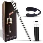 Wine Bottle chill Stick, Aerator and Non-drip Pourer, Decanter. 3 in 1. Stainless Steel Rod for Freezer. Foil Cutter and Vacuum Stopper. Rapid Chilling. Iceless Wine Cooler