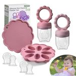 Baby Fruit Food Feeder & Mini Popsicle Ice Tray Set, BPA Free Silicone Baby Feeder for Safe Solid Food Feeding, Breastmilk Popsicle Molds for Cooling Relief, 4 Month+ (Lilac)