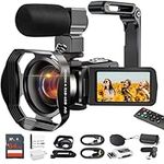 Acuvar 4K Video Camera Camcorder 48MP Auto Focus Vlogging Camera for YouTube 60FPS 18X Zoom Digital Video Camera with Webcam, Mic, Stabilizer, 64GB SD Card, Card Reader