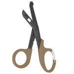 Scissors, EMT and Trauma Shears, Titanium Bandage Shears 7.2'' Bent Stealth Black for Nurses, Students, Emergency Room (Brown)