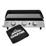 Dellonda 3 Burner Portable Gas Plancha 7.5kW BBQ Griddle, Supplied with PVC Cover, Stainless Steel - DG233