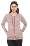 aarbee Round Neck Woollen Cardigan for Women (Medium, Pink)