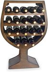 CoTa Global Wine Glass Shaped Wall Mounted Wine Rack - 18 Bottles Freestanding Wooden Wine Holder, Hanging Bottle Rack or Floor Stand, Rustic Wine Storage Shelf Organizer for Wine Bar & Home Decor