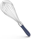 U-Taste Balloon Whisk for Cooking: 18/10 Stainless Steel Kitchen Wire Whisk, 12in Large Heavy Duty Egg Beater, Manual Mixing Tool with 12 Flex Wires for Stirring, Blending Sauce (Midnight Blue)