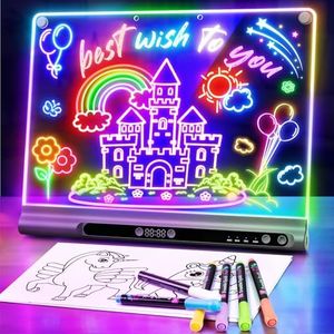 Geokay 16“ Rechargeable LED Drawing Board, 9-Color Light Modes with Timer