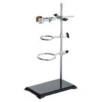 YOKIVE Laboratory Stand Support Set, Chemical Resistant Steel Ring Stand Set Lab Support with Clamp Ring, Great for Chemistry Industrial Labs (16-inch Rod)