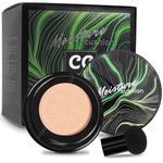 Mushroom Head Air Cushion CC Cream, Moisturizing Concealer Cream, Moisturizing BB Cream Makeup Base Long Lasting with Mushroom Makeup Sponge, Easy to Apply (Nautural)