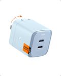 Spigen GaN III 452 45W 2 Ports Compact Foldable Dual USB C Wall Charger PD PPS Fast Charging Block Adapter for iPhone 16 Plus Pro Max 15 14 13 iPad Air Pro Samsung Galaxy S24 S23 Z Flip Fold 6 Pixel 9