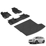 3W Floor Mats&Cargo Liner Fit for Acura RDX 2019-2024 Non-Slip Odorless TPE All Weather Custom Fit Floor Liner for 1st & 2nd Row and Tunk Mats Full Set Car Liners Black Over 10 Years Lifespan