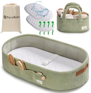 PeraBella Baby Changing Basket for Dresser Top, Baby Moses Basket for Newborn, Portable Diaper Changing Pad Table Topper for Dresser, Includes Diaper Caddy Organizer with Handle, Moses Bassinet Mat