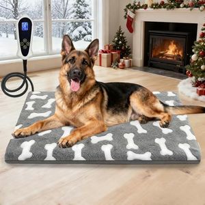 Bestio Large Dog Heating Pad,34x21 in Heated Dog Bed with Constant Heat & Auto Modes,MET&UL Certified Pet Heating Pad with Soothing Warmth,Chew-Resistant Cord,Waterproof Washable Cover-Gray