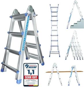 Échelle télescopique professionnelle en aluminium, avec 4/7/14 marches, escabeau transformable pour peinture, échelle multifonction