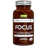 Focus – Nootropic Brain Supplement for Memory & Concentration. L-Theanine, Taurine, L-Tyrosine & 200mg Caffeine & Bioactive B-Vitamins, Zinc & Copper. Clarity & Mental Energy, Non-Jittery, 60 Capsules