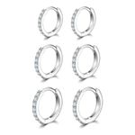 Cartilage Earring Hoop- Sterling Silver Small Hoop Earrings Cubic Zirconia Cuff Huggie Earrings Mini Hoops Earrings Piercing for Women Girls (8mm/10mm/12mm)