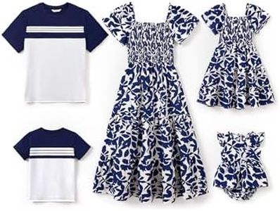 PATPAT Matching Family Vacation Outfits - Matching Shirts for Family Casual Short Sleeve Round Neck T Shirt Dad and Son Matching Shirts Beach Vacation Deep Blue Toddler Boy 2 Years