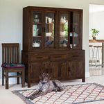 Angel Furniture Solid Sheesham Wood Mandai Crockery Cabinet Extra Large (Walnut Finish) Hutch Cabinet Dining Room Storage Cabinet