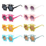 SUNOVELTIES 8 Pack Adults Round Flower Sunglasses 5.7" Womens Flower Glasses Cute Outdoor Beach Pool Party Eyewear