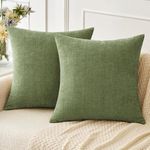 MIULEE Pack of 2 Forest Green Throw Pillow Covers 18x18 Inch Soft Chenille Pillow Covers for Sofa Living Room Couch Solid Dyed Cases