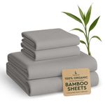 BAMPURE 100% Organic Bamboo Sheets Queen Set 4PC - Ultra Soft & Breathable Cooling Sheets for Hot Sleepers - Hotel Luxury Queen Sheets - Deep Pocket Queen Bed Sheets - Draps Queen (Light Gray)