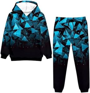 uideazone Boy's Jogger Set Tracksuit Size 9-10 Girls Cool Three-dimensional Geometry Hoodie Sweatshirt Pant Outfits Kids 2 Piece Clothing Sets Sweatsuit for Theme Party Hip Hop Festival Party