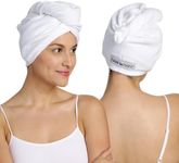 Turbie Twist 2-Pack Microfiber Hair Towel for Beauty, Travel, Gifting - Hair Wrap Turban for Straight, Wavy & Curly Hair - Premium Hair Care - White & White