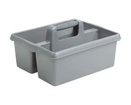 Wham Large Plastic Kitchen Cleaning Carry Tray Caddy Tidy Tote Organiser with Handle - Silver, 5 liters