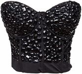 Alivila.Y Fashion Rhinestone Punk Goth Bra Clubwear Bustier 913-Black-S