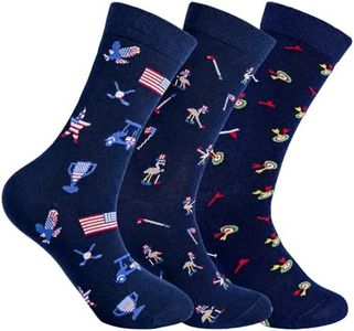 ioocees Patriotic Golf Socks for Men, Darts Mashup & Flamingo & Stars Stripes Eagle Designs, Mens Crew Socks for Birthday & Father’s Day
