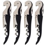 HYZ 4-Pack Wine Opener Waiter Corkscrew, Professional Wine Key for Servers, Bartender with Foil Cutter, Manual Wine Bottle Opener Double Hinged (Black)