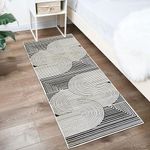 MODEFE 2x6 Feet Runner Rug Carpet Black & White Geometric Printed Primium Persian Carpets for Bedroom/Living Area/Home with Anti Slip Backing - Perfect As Runner Rug for Living Room & Hallways