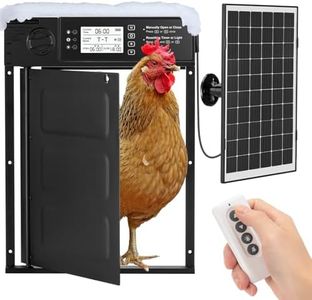 Doirdon Automatic Chicken Coop Door Solar Powered, Cold Weather Electric Chicken Door Large Size Aluminum Door with Light Sensor & Timer with Power Off Emergency Mode 14.9" H x 11" W