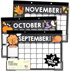 Hadley Designs Large Desk Calendar 2026-2027 - Monthly Teacher Desk Calendars 2026-2027 Desktop Calendar 2026, 18 Month 2026 Desktop Calendars, Cute Chalkboard Classroom Decor Teacher Must Haves