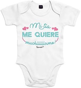 SUPERMOLON Body bebé algodón Mi tía me quiere muchísimo 3 meses Blanco Manga corta