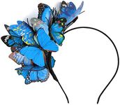 Coucoland Butterfly Fascinator Hat Monarch Butterfly Headband Crown Tea Party Halloween Costume Headpiece, Z-Blue, One Size