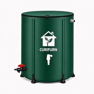 53 Gal Collapsible Rain Barrel with Spigot, Filter and Overflow Kit, Green