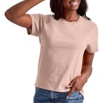 Hanes Essentials, Cotton Crewneck Tee, Classic Fit T-Shirt for Women, Pale Blush Pink, Medium