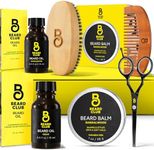 The Beard Club Beard Kit for Men - Beard Grooming Kit & Beard Care Kit - Cedar Beard Oil, Sandalwood Beard Oil, Sandalwood Beard Balm, Beard Comb, Beard Brush, Beard Trimming Scissors - Gift Set