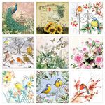 Decoupage Napkins Bird Print Set1-9 Decoupage Tissues -1 napkins of each design - BIRDS- 9 pc total