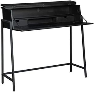 Hekman Wooden Writing Desk - Home Office Workstation with Storage, Writing Table with Drawers, Box-Style Executive Desk for Home Office, Front Surface with Storage, Study Table Featuring Metal Frame