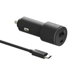 Motorola TurboPower Share Car Charger- 45W Dual Port USB-A, USB-C Output w/ 6.6ft Type C Cable for Moto G Power, Stylus, Pure, Play, Edge, Edge+, One 5G UW Ace, ThinkPhone