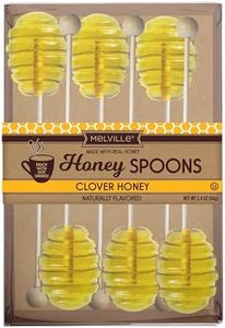 Melville Candy All Natural Honey Tea Spoons & Lollipops on Wooden Ball Sticks – Gluten-Free, Natural Honey Stirrers for Tea, Coffee, & Hot Beverages – 6 PCS Gift Box