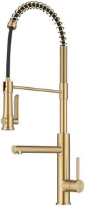 KRAUS Artec Pro Commercial Style 22-Function Single Handle Pull Down Kitchen Faucet with Pot Filler in Spot-Free Brushed Brass, KPF-1605BB