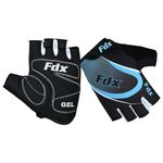 FDX Half Finger Cycling Gloves - Breathable, Gel Padded Protection, Anti-Slip - Fingerless Shock-absorbing Mitts for Mountain Bike, Road Bicycle, MTB, Riding, Men and Women (Small, Blue)