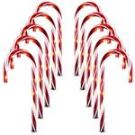 Twinkle Star Christmas Candy Cane Lights, 10 Pcs Christmas Pathway Markers with 60 Count Incandescent Warm White Fairy Lights for Outdoor Holiday Walkway Patio Garden Christmas Decorations