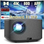 HAPPRUN 4K Projector, [Auto Focus/Keystone] Android TV Projector with WiFi and Bluetooth, Netflix/YouTube/Prime Video Officially-Licensed, Native 1080P 800ANSI Movie Projector Dolby Audio Home Theater