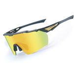 DUCO Cycling Sunglasses for Men Women Sports Sunglasses uv 400 Protection TR90 Baseball Driving Fishing Sun glasses DC0038 (Green Frame Green Temple Revo Gold Lens)